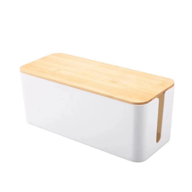 Cable Storage Box Wooden Power Line Storage Case