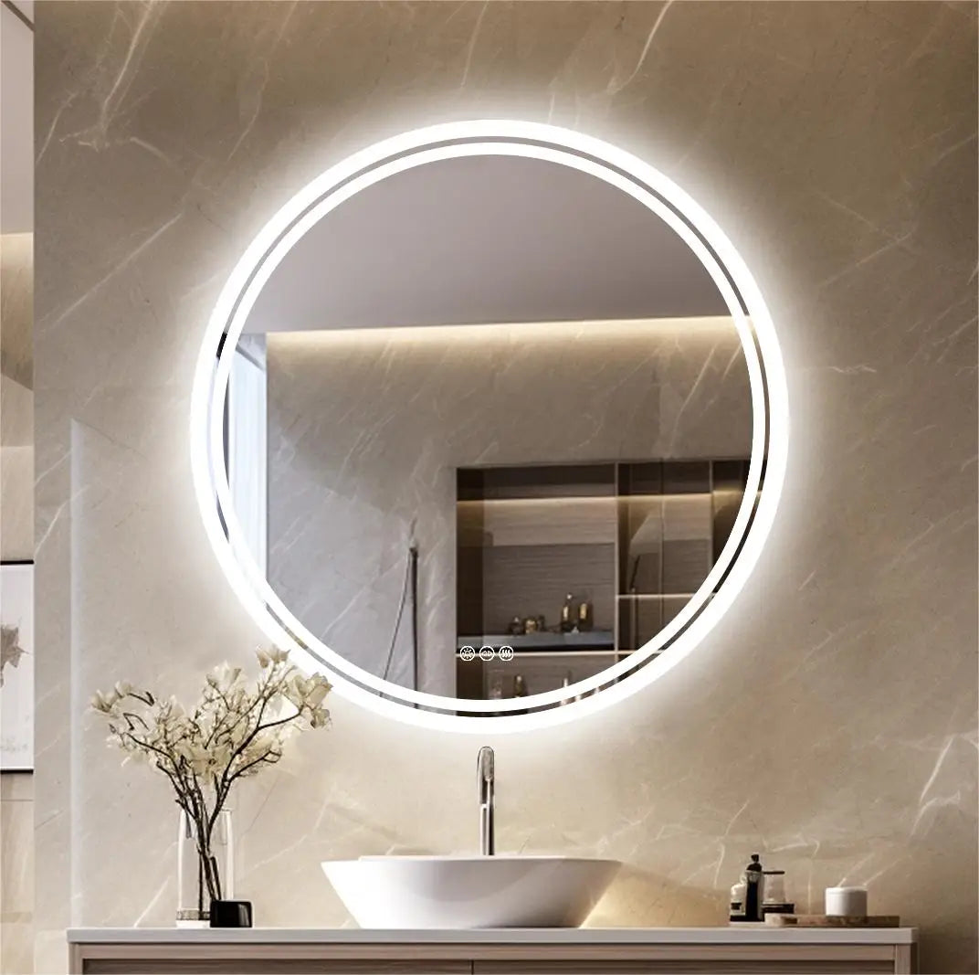 Large Round LED Bathroom Vanity Mirror Anti-Fog Wth Brighter Lights