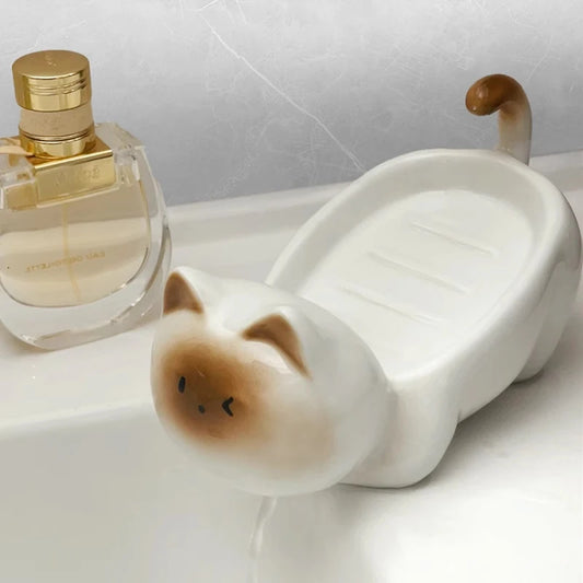 Siamese Cat Ceramic Soap Box