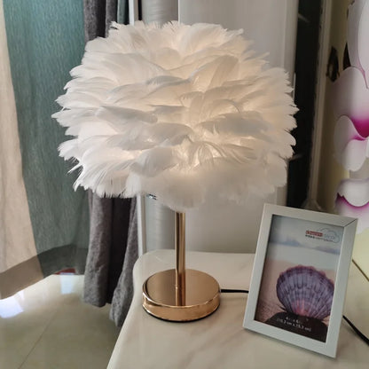 Modern Feather Table Lamp Bedroom Table Lamp