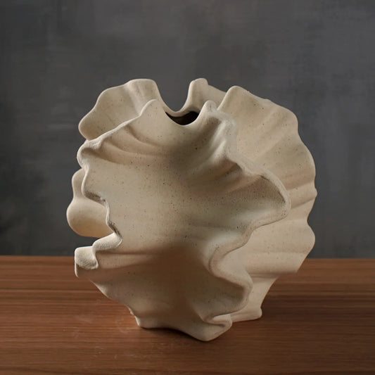 Ceramic Coral Vase Nordic Art Beige Matte Container