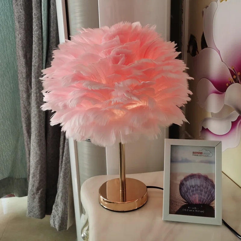 Modern Feather Table Lamp Bedroom Table Lamp