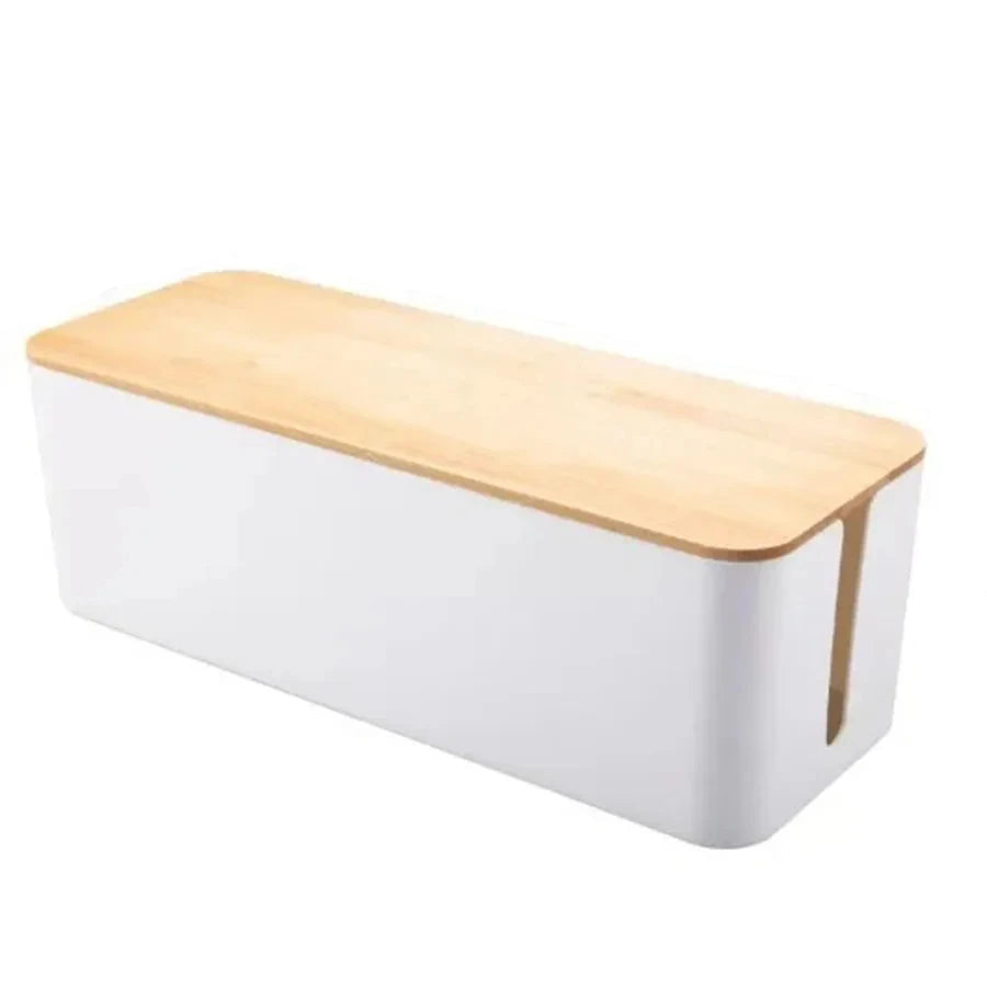Cable Storage Box Wooden Power Line Storage Case