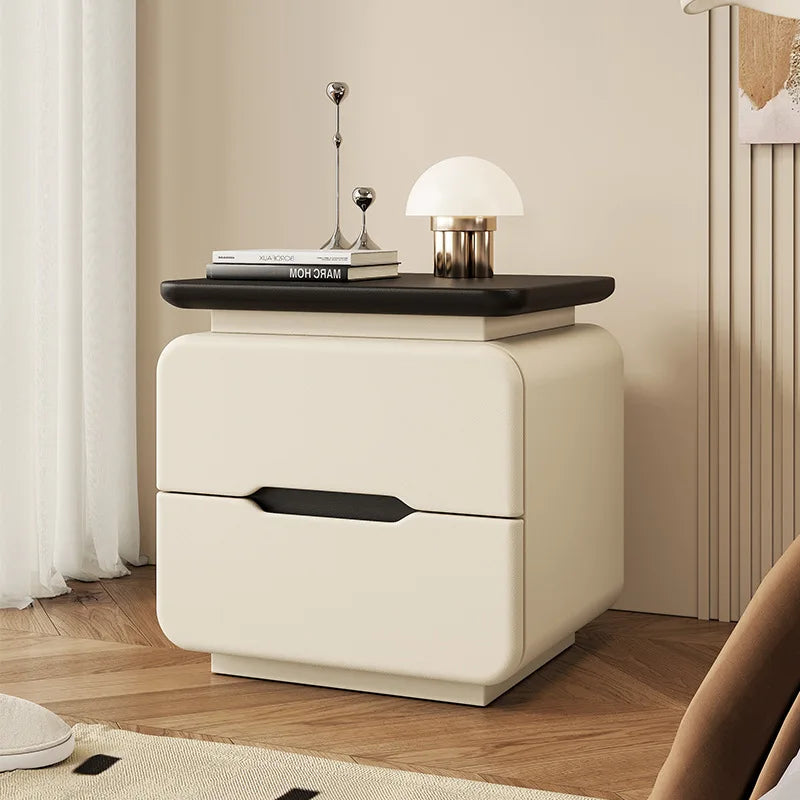 Cream Wood Grain Nightstand