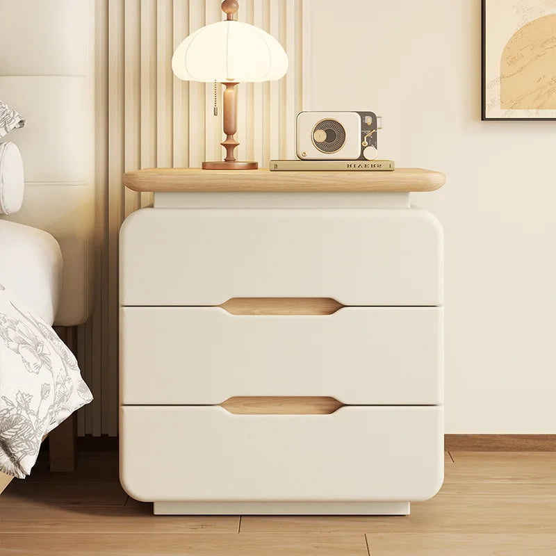 Cream Wood Grain Nightstand
