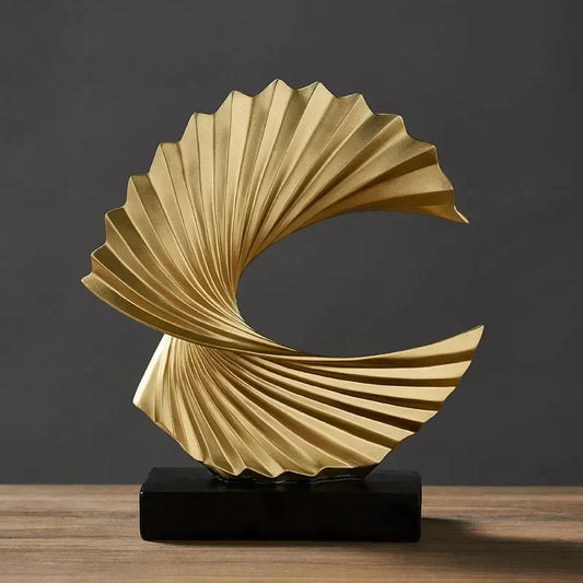 Modern Decor Abstract Sculpture Resin Art Golden Statue
