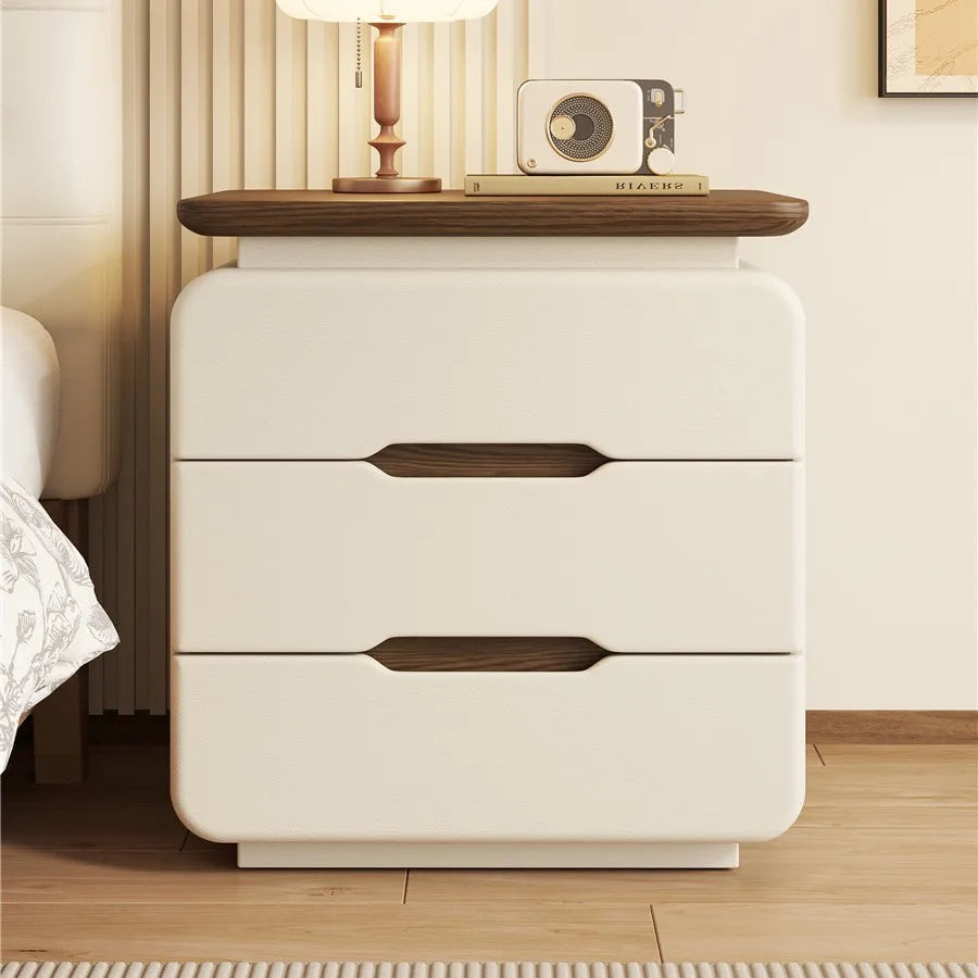 Cream Wood Grain Nightstand