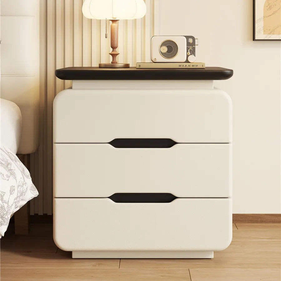 Cream Wood Grain Nightstand