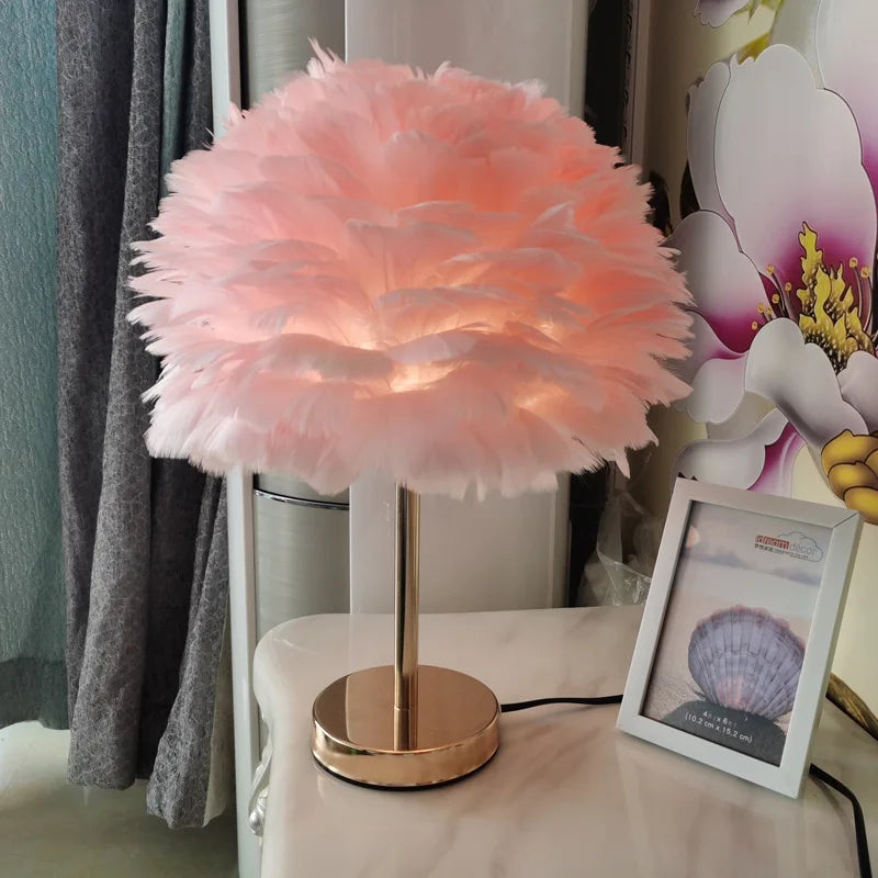Modern Feather Table Lamp Bedroom Table Lamp