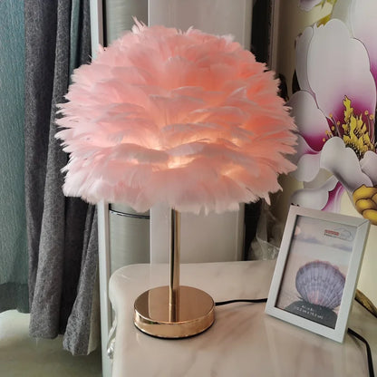 Modern Feather Table Lamp Bedroom Table Lamp