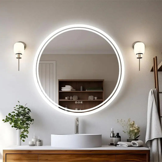 Large Round LED Bathroom Vanity Mirror Anti-Fog Wth Brighter Lights