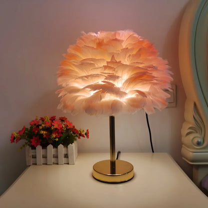 Modern Feather Table Lamp Bedroom Table Lamp