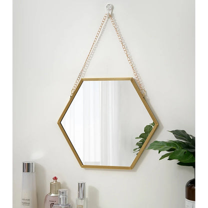 Hexagon Shape Decorative Mirror Wall Decor Makeup Hanging Mirror