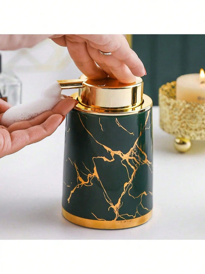 400 ml Light Luxury Ceramic Marble Texture Refillable Press Mousse Foaming Soap Dispenser