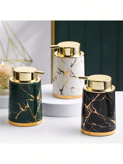 400 ml Light Luxury Ceramic Marble Texture Refillable Press Mousse Foaming Soap Dispenser