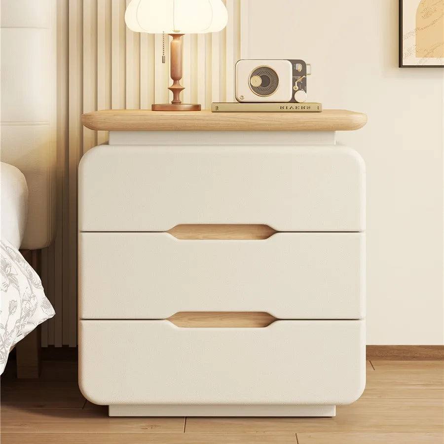 Cream Wood Grain Nightstand