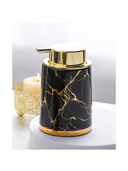 400 ml Light Luxury Ceramic Marble Texture Refillable Press Mousse Foaming Soap Dispenser