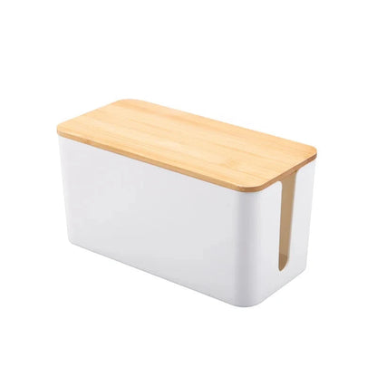 Cable Storage Box Wooden Power Line Storage Case