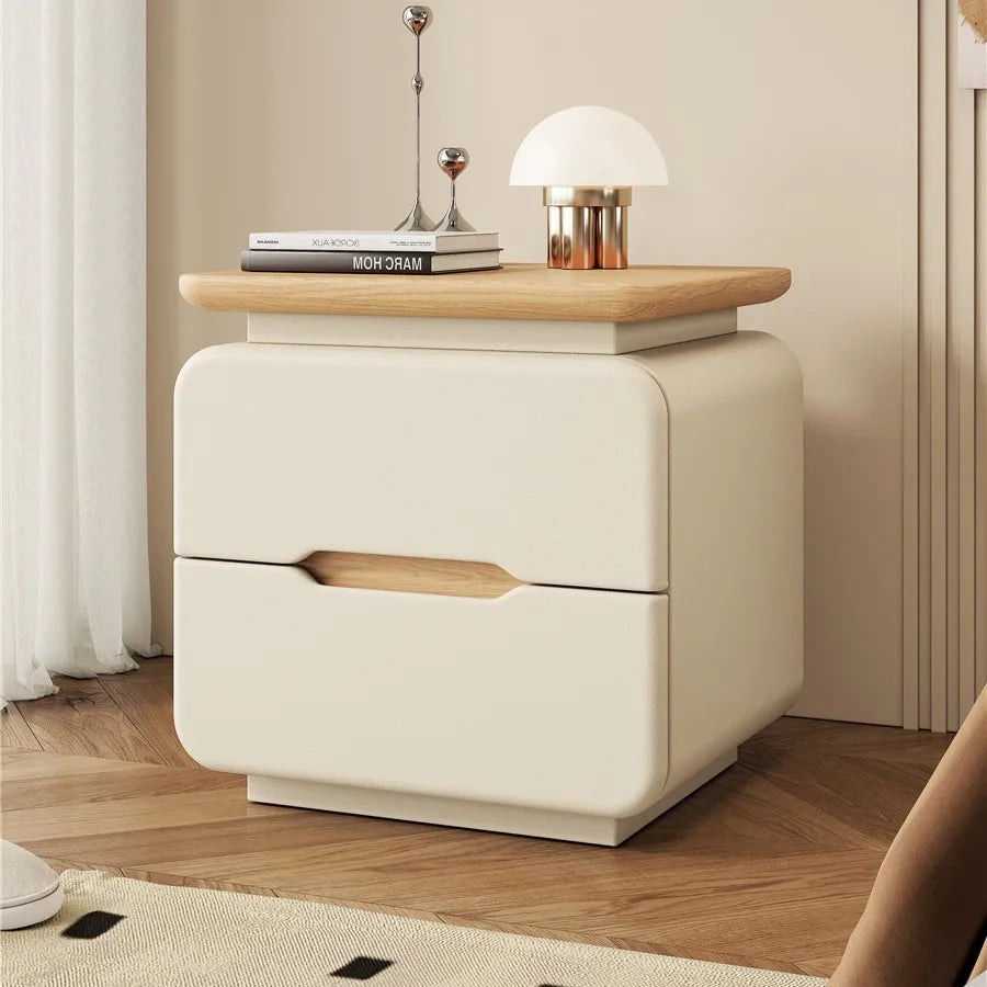 Cream Wood Grain Nightstand