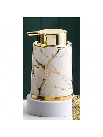 400 ml Light Luxury Ceramic Marble Texture Refillable Press Mousse Foaming Soap Dispenser