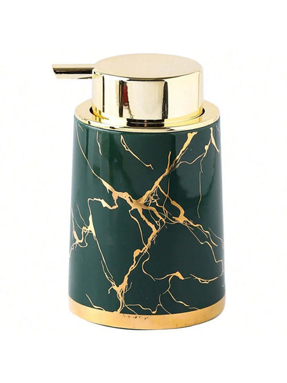 400 ml Light Luxury Ceramic Marble Texture Refillable Press Mousse Foaming Soap Dispenser