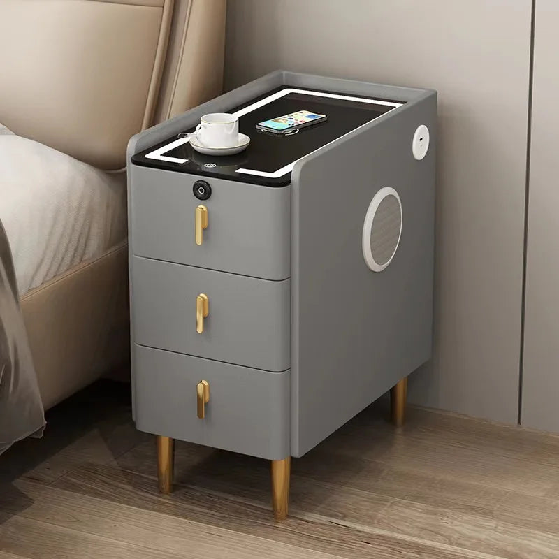 Nordic Style Intelligent Solid Wood Bedside Table